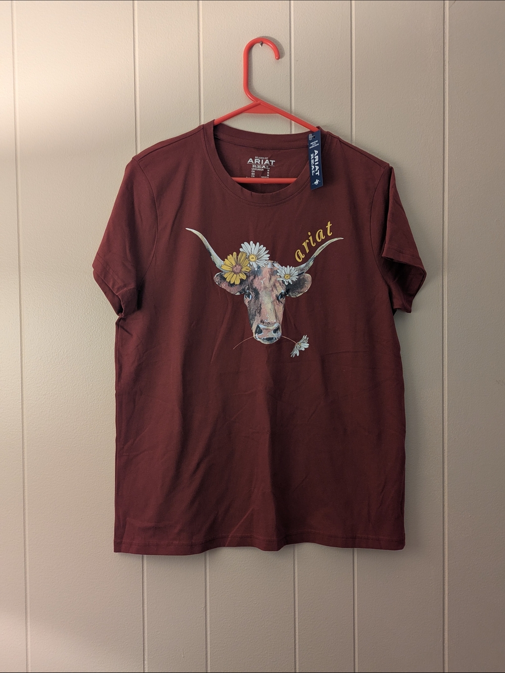 Ariat Burgundy Floral Longhorn Graphic Tee